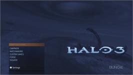 Title screen of Halo 3 on the Microsoft Xbox 360.
