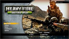Title screen of Heavy Fire - Shattered Spear on the Microsoft Xbox 360.