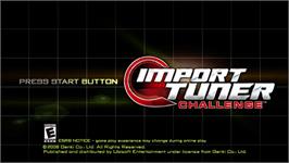 Title screen of Import Tuner Challenge on the Microsoft Xbox 360.