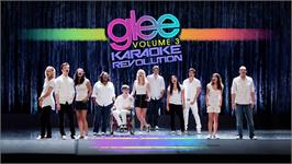 Title screen of Karaoke Revolution Glee:  Volume 3 on the Microsoft Xbox 360.