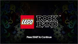 Title screen of LEGO Rock Band on the Microsoft Xbox 360.