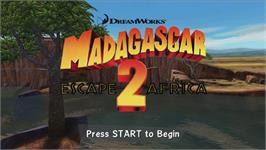 Title screen of Madagascar 2 on the Microsoft Xbox 360.