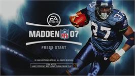 Title screen of Madden NFL 07 on the Microsoft Xbox 360.