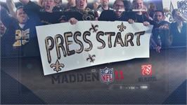 Title screen of Madden NFL 11 on the Microsoft Xbox 360.
