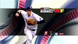Title screen of Major League Baseball 2k10 on the Microsoft Xbox 360.