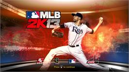 Title screen of Major League Baseball 2k13 on the Microsoft Xbox 360.