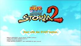 Title screen of Naruto Shippuden - Ultimate Ninja Storm 2 on the Microsoft Xbox 360.