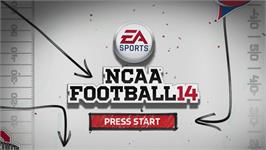 Title screen of Ncaa Football 14 on the Microsoft Xbox 360.