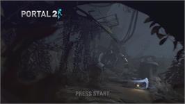 Title screen of Portal 2 on the Microsoft Xbox 360.