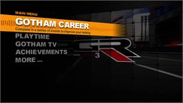 Title screen of Project Gotham Racing 3 on the Microsoft Xbox 360.