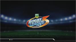 Title screen of Rugby League Live 3 on the Microsoft Xbox 360.