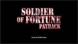 Title screen of Soldier Of Fortune - Payback on the Microsoft Xbox 360.