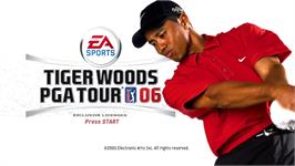 Title screen of Tiger Woods Pga Tour 06 on the Microsoft Xbox 360.