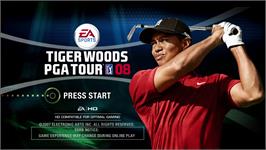 Title screen of Tiger Woods Pga Tour 08 on the Microsoft Xbox 360.