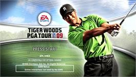 Title screen of Tiger Woods Pga Tour 09 on the Microsoft Xbox 360.