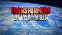 Title screen of Transformers - Devastation on the Microsoft Xbox 360.