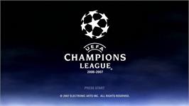 Title screen of Uefa Champions League 2006-2007 on the Microsoft Xbox 360.