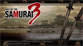 Title screen of Way of the Samurai 3 on the Microsoft Xbox 360.