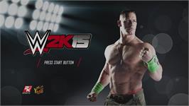Title screen of Wwe 2k15 on the Microsoft Xbox 360.
