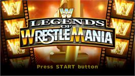 Title screen of Wwe Legends Of Wrestlemania on the Microsoft Xbox 360.