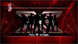 Title screen of X Factor on the Microsoft Xbox 360.