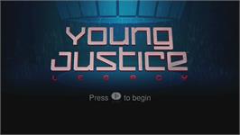 Title screen of Young Justice - Legacy on the Microsoft Xbox 360.