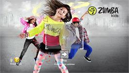Title screen of Zumba Kids on the Microsoft Xbox 360.