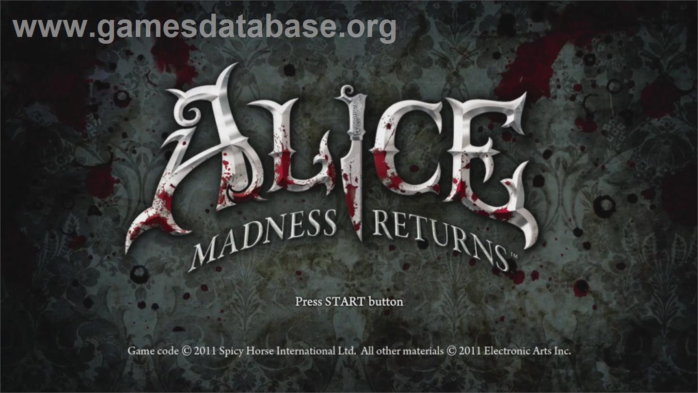 Alice: Madness Returns - Microsoft Xbox 360 - Artwork - Title Screen