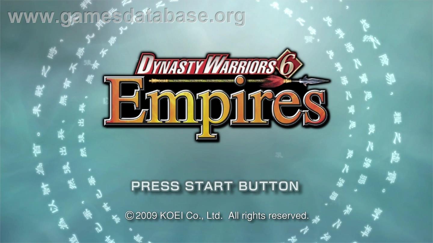 Dynasty Warriors 6 - Empires - Microsoft Xbox 360 - Artwork - Title Screen
