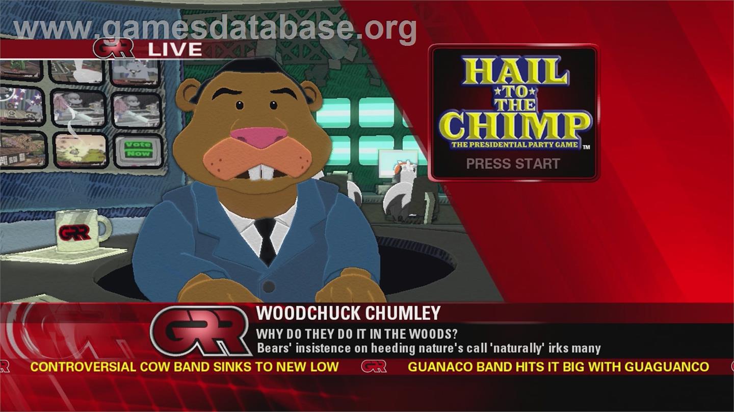 Hail to the Chimp - Microsoft Xbox 360 - Artwork - Title Screen