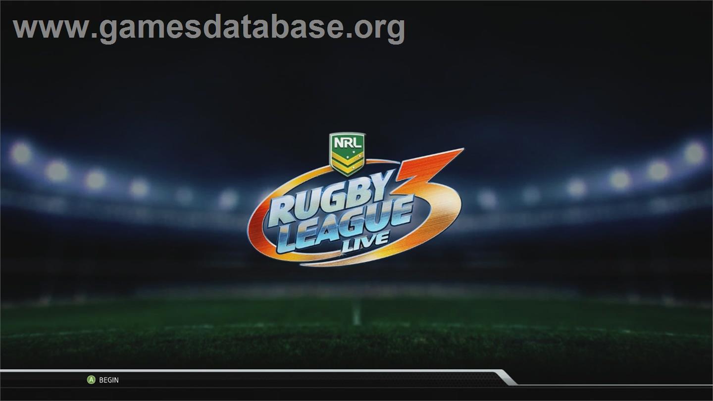 Rugby League Live 3 - Microsoft Xbox 360 - Artwork - Title Screen