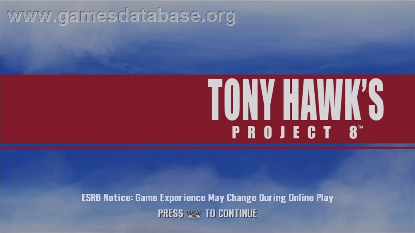Tony Hawk's Project 8 - Microsoft Xbox 360 - Artwork - Title Screen