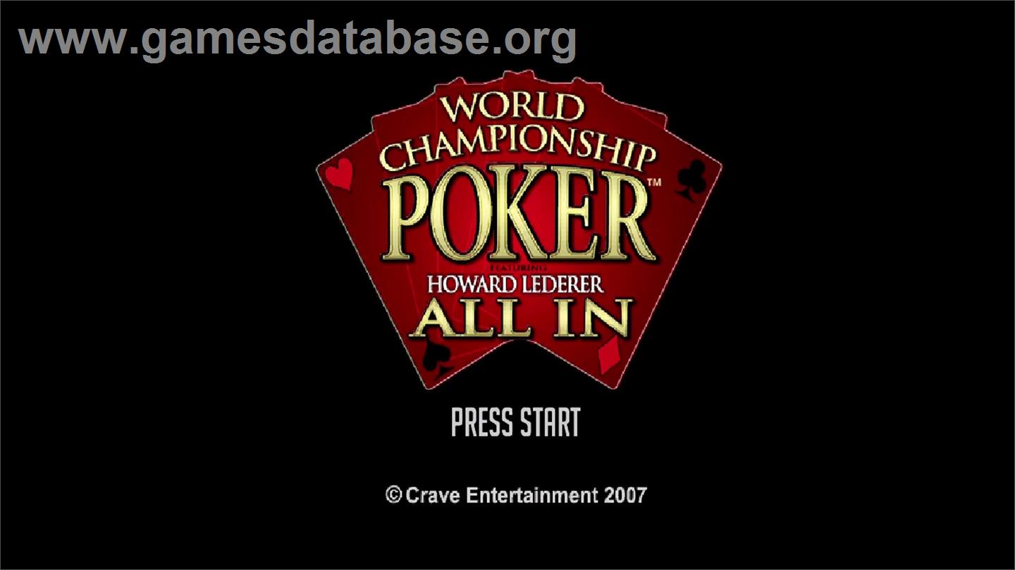 World Championship Poker Featuring Howard Lederer - All In - Microsoft Xbox 360 - Artwork - Title Screen