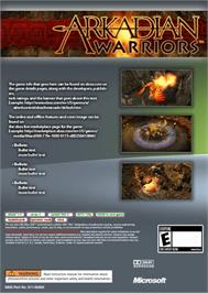 Box back cover for Arkadian Warriors on the Microsoft Xbox Live Arcade.