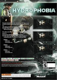 Box back cover for Hydrophobia on the Microsoft Xbox Live Arcade.