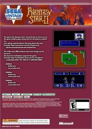 Box back cover for Phantasy Star II on the Microsoft Xbox Live Arcade.