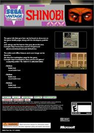 Box back cover for Shinobi on the Microsoft Xbox Live Arcade.