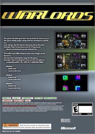 Box back cover for Warlords on the Microsoft Xbox Live Arcade.