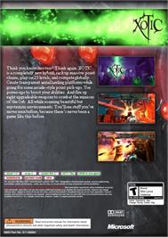 Box back cover for Xotic on the Microsoft Xbox Live Arcade.