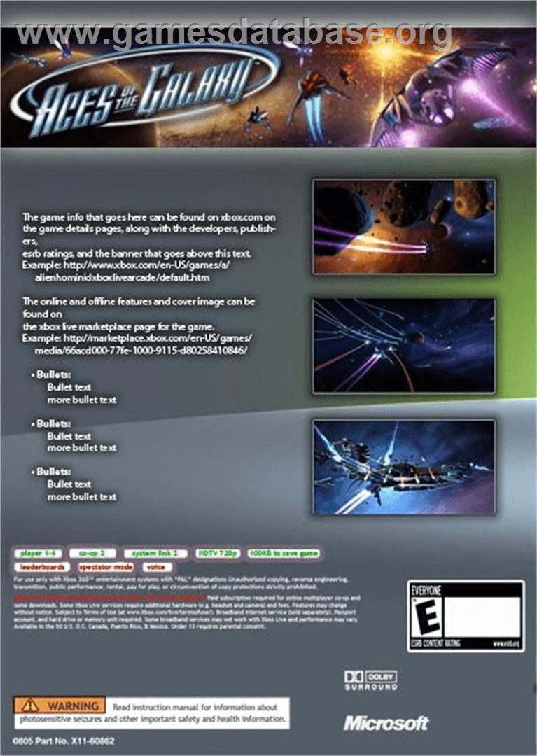 Aces of the Galaxy - Microsoft Xbox Live Arcade - Artwork - Box Back