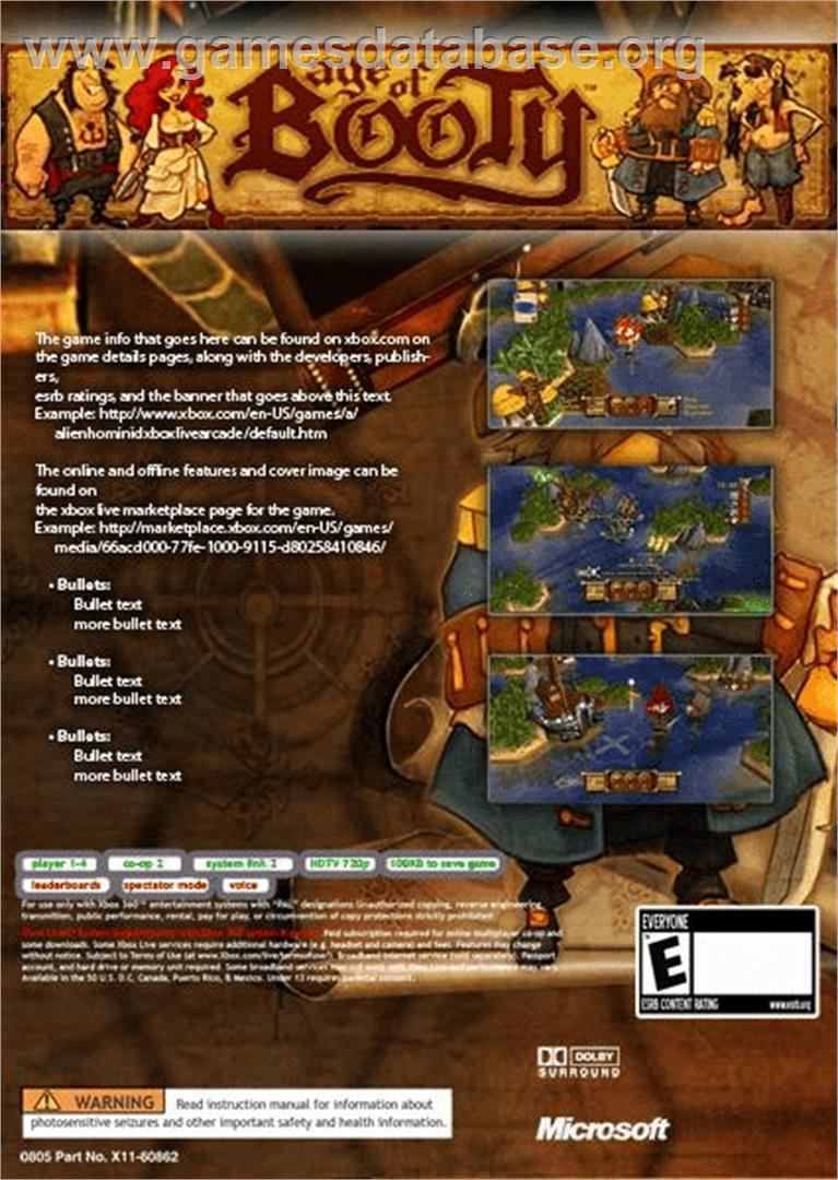 Age of Booty - Microsoft Xbox Live Arcade - Artwork - Box Back