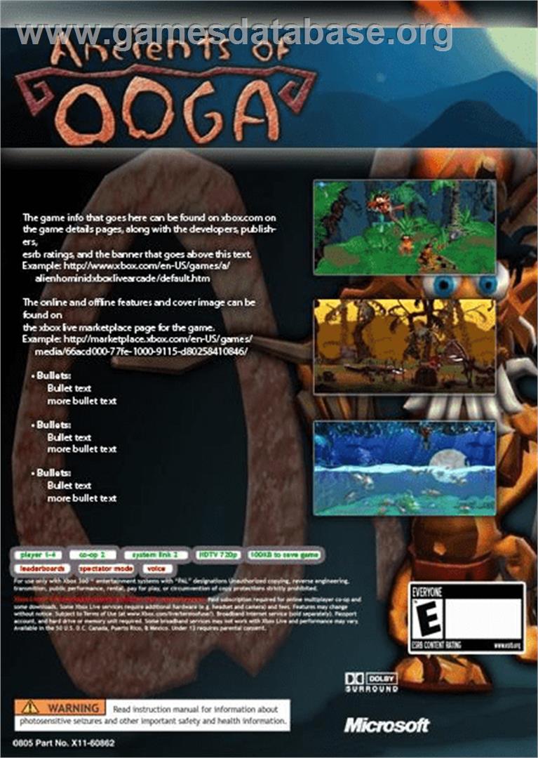 Ancients of Ooga - Microsoft Xbox Live Arcade - Artwork - Box Back
