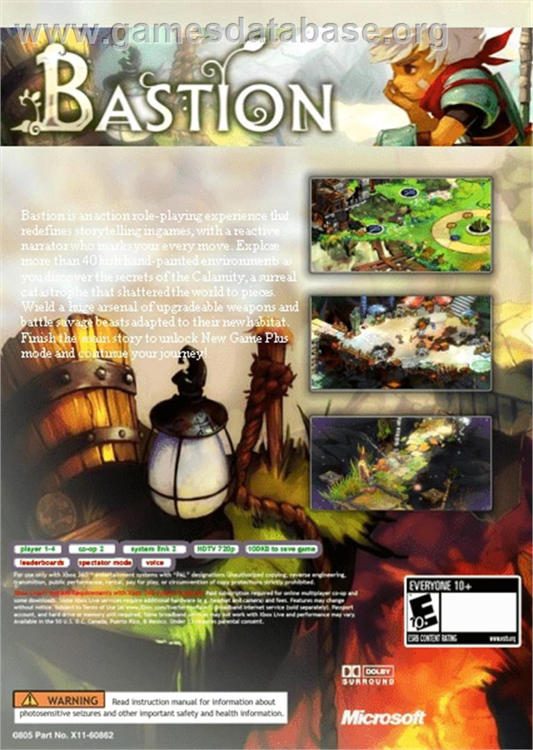 Bastion - Microsoft Xbox Live Arcade - Artwork - Box Back