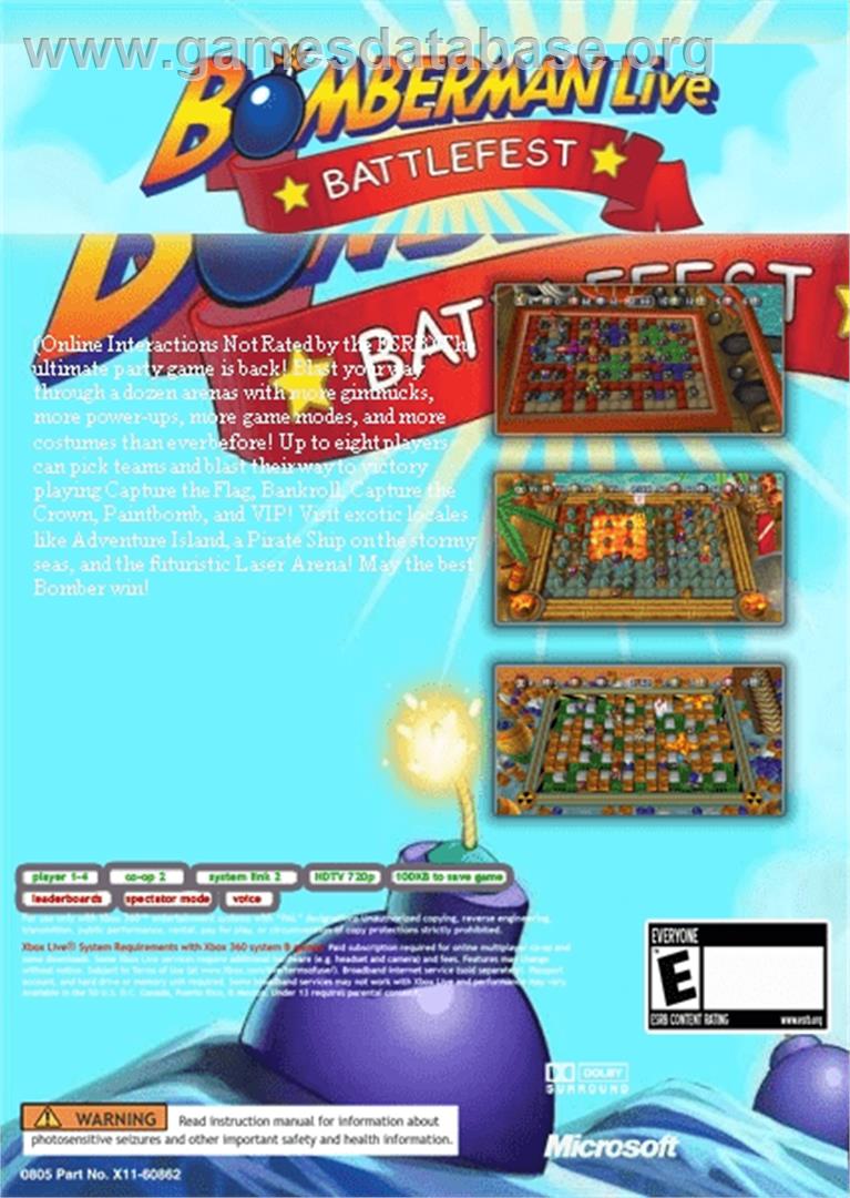 Bomberman Battlefest - Microsoft Xbox Live Arcade - Artwork - Box Back