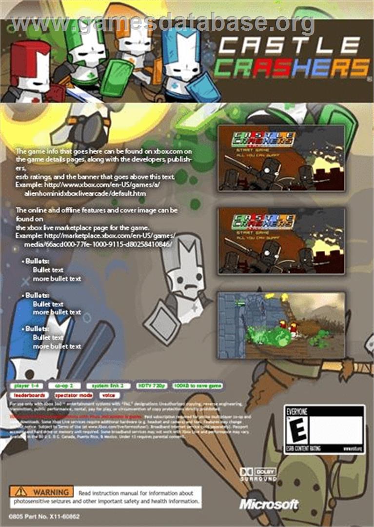 Castle Crashers - Microsoft Xbox Live Arcade - Artwork - Box Back