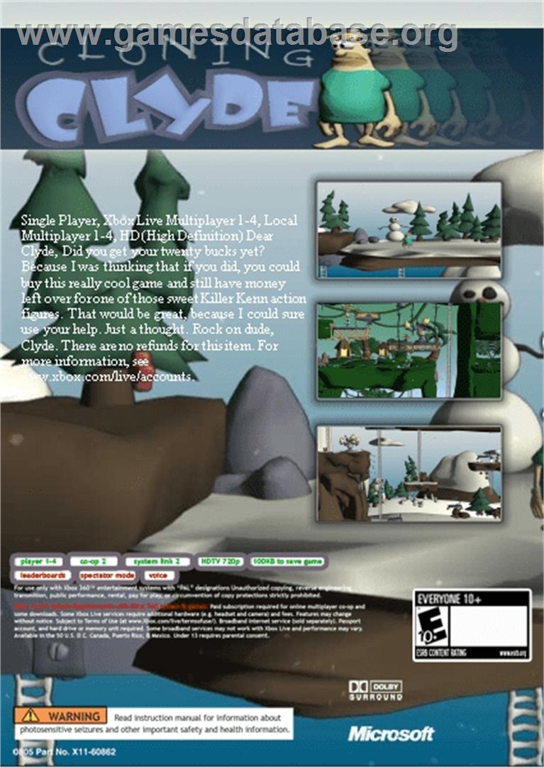 Cloning Clyde - Microsoft Xbox Live Arcade - Artwork - Box Back
