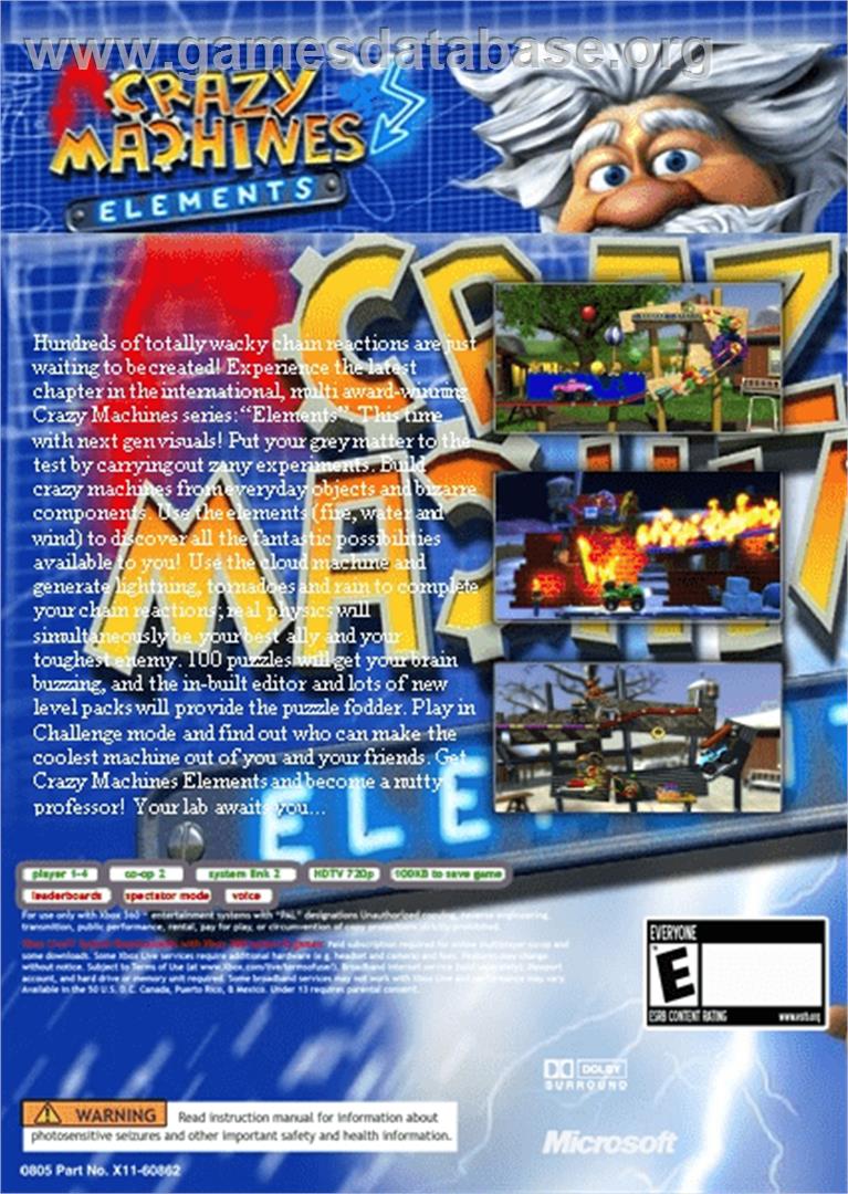 Crazy Machines Elements - Microsoft Xbox Live Arcade - Artwork - Box Back
