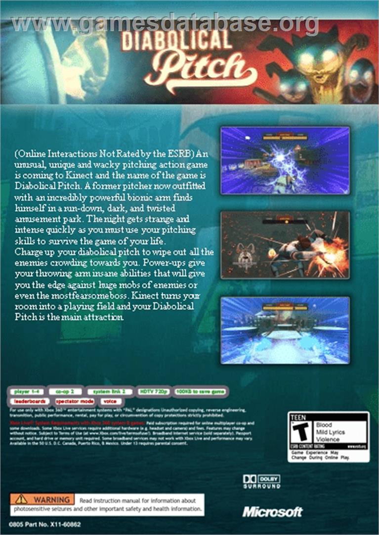 Diabolical Pitch - Microsoft Xbox Live Arcade - Artwork - Box Back
