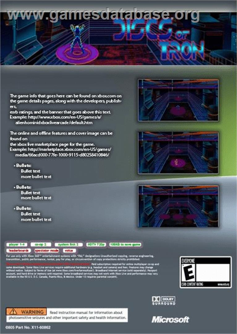 Discs Of Tron - Microsoft Xbox Live Arcade - Artwork - Box Back