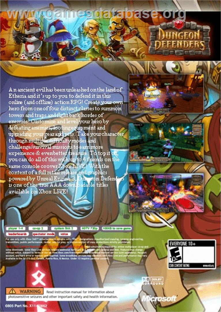 Dungeon Defenders - Microsoft Xbox Live Arcade - Artwork - Box Back